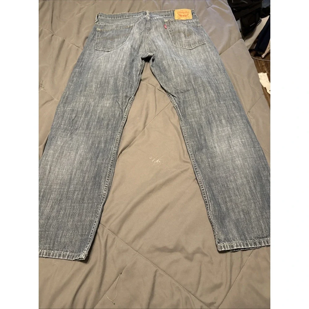 Levis 569 Jeans Mens 34x32 Blue Loose Straight Leg Denim Medium Wash FITS 36x31 - Picture 6 of 8